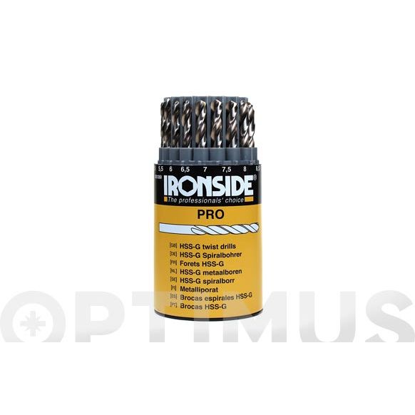 JUEGO 19 BROCAS HSS METAL CADA 1/2 MM 1-10 MM IRONSIDE