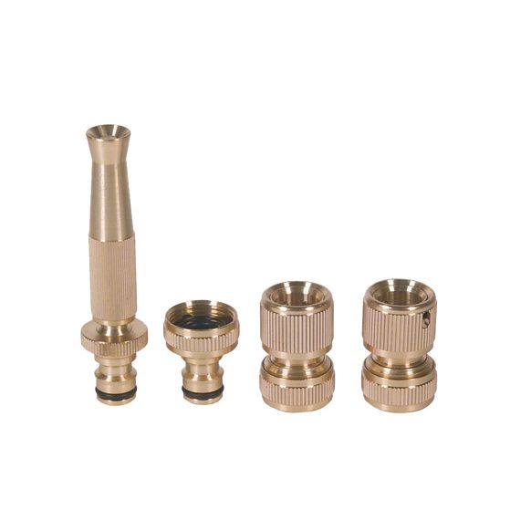 KIT DE RIEGO LANZA ADAPTADOR DE GRIFO Y 2 CONECTRORES R&Aacute;PIDOS LATON