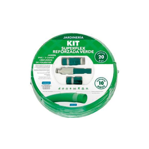 MANGUERA SUPER FLEX REFORZADA &Oslash; 15 MM CON ACCESORIOS 15 M