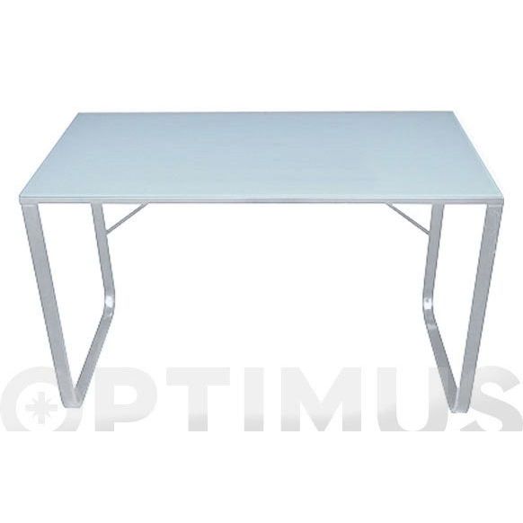 MESA CRISTAL LITOGRAFIADO 120X60 CM BLANCA QF+