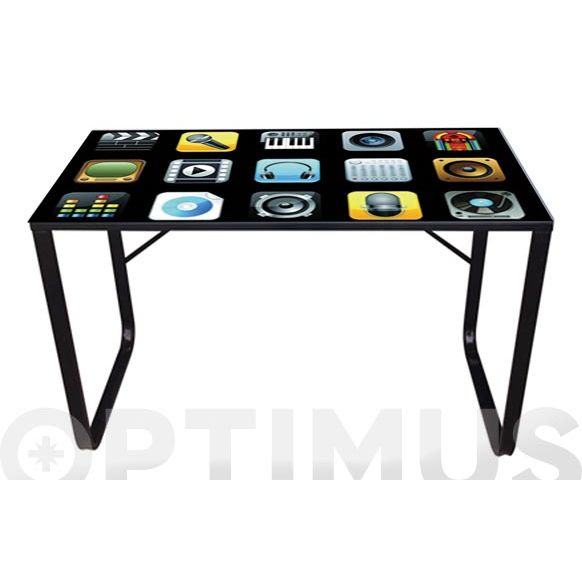 MESA CRISTAL LITOGRAFIADO 120X60 CM IPHO QF+