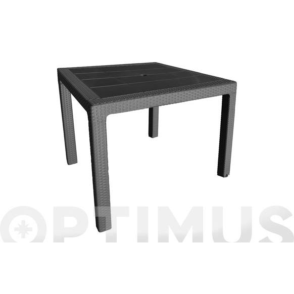 MESA RESINA RATAN 80X80 CM  ELEGANCE NEGRO