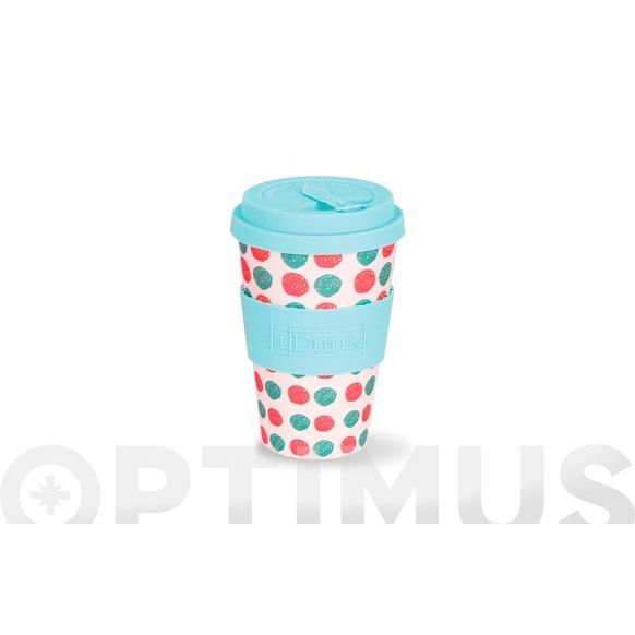 MUG BAMBU CON TAPA 43,5 CL - DOTS