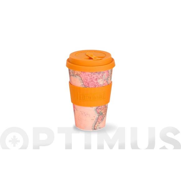 MUG BAMBU CON TAPA 43,5 CL - MAPA CREMA