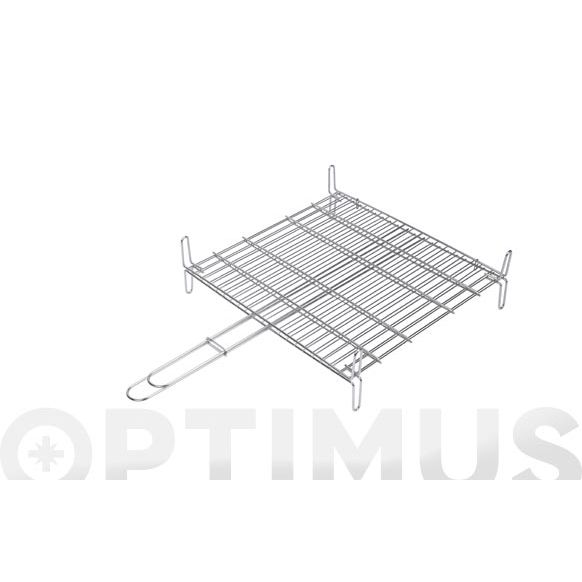PARRILLA DOBLE INOX 18/8 35 X 40 CM CON PINZA