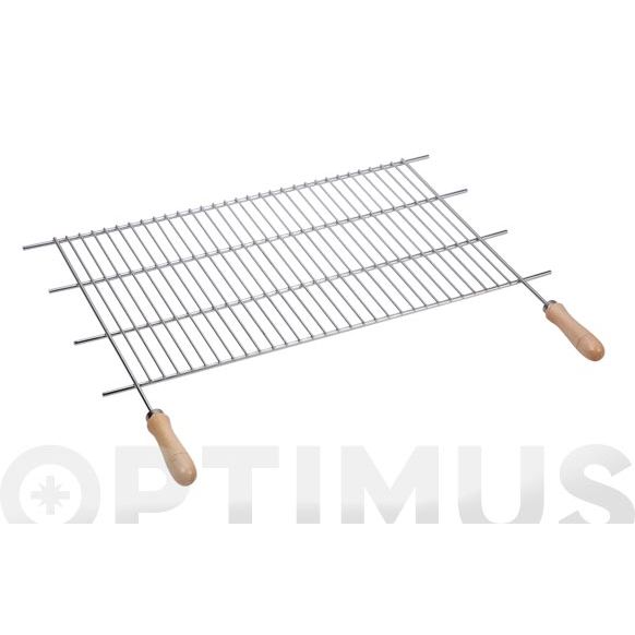 PARRILLA RECORTABLE ZINC MANGO MADERA 60 X 40 CM (CORTE 52-62 CM)