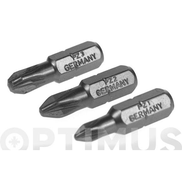 PUNTA ATORNILLAR POZIDRIVE PRO ( PZ 1 / 2 / 3 - 25 MM. - &frac14;" ) 3 UDS IRONSIDE