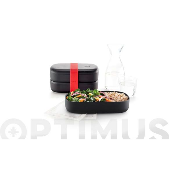 RECIPIENTE HERM&Eacute;TICO LEKUE CON DOBLE TAPER COLOR NEGRO (1L)