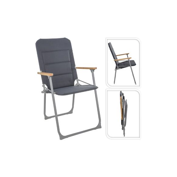 SILLA CAMPING PLEGABLE GRIS 62 X 55 X 92 CM