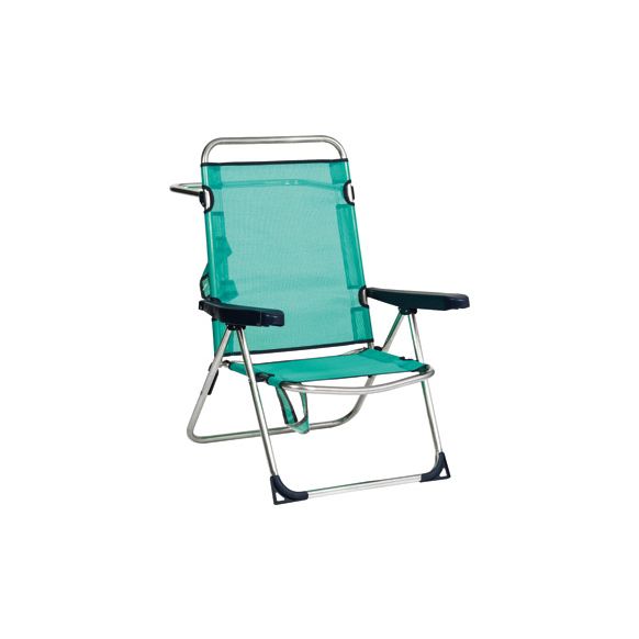 SILLA PLAYA CON ASA MULTIPOSICION PATA TRASERA PLEGABLE ALUMINIO FIBRELINE AZUL