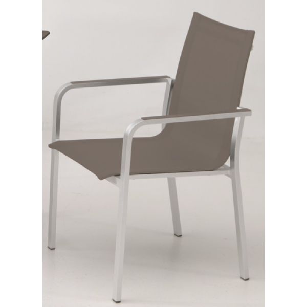 SILLON DE ALUMINIO Y TEXTILENE TAUPE ARENA