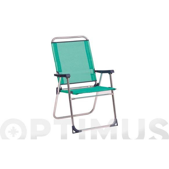 SILLON FIJO ALUMINIO PLAYA RESPALDO ALTO FIBRELINE AZUL