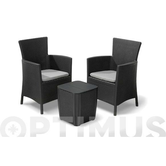 SILLON RATAN RESINA 2 U+MESITA IOWA BALCONY GRAFITO