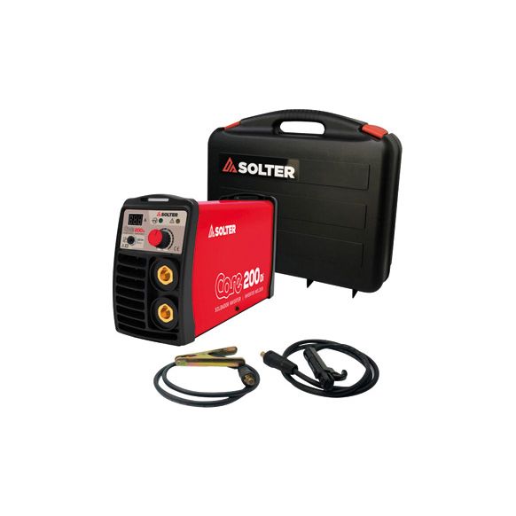 SOLDADOR INVERTER CORE 200 AMP DI CON PINZAS Y MALETIN SOLTER