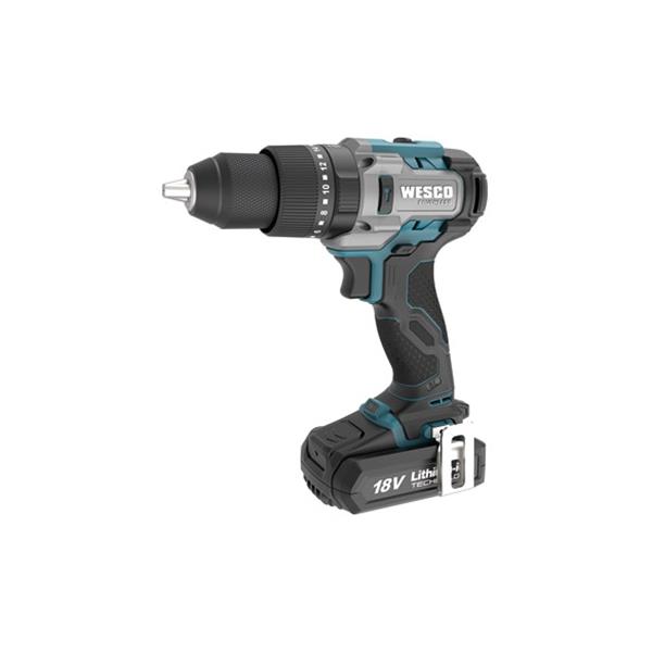 TALADRO PERCUTOR 18 V 60 NM + 2 BATERIAS DE 2.0 AH + CARGADOR + MALETIN WESCO