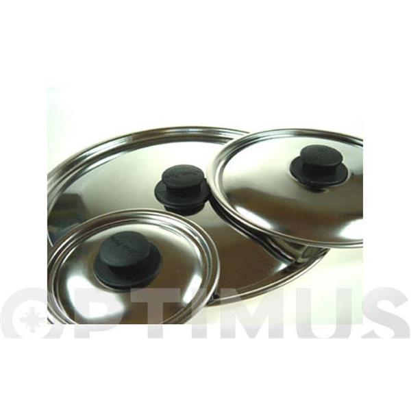 TAPA ACERO INOX POMO BAQUELITA 12 CM STEEL PAN