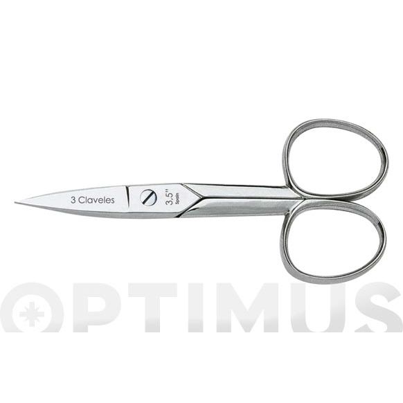 TIJERA MANICURA CURVA NIQUELADA 4,5" 3 CLAVELES 