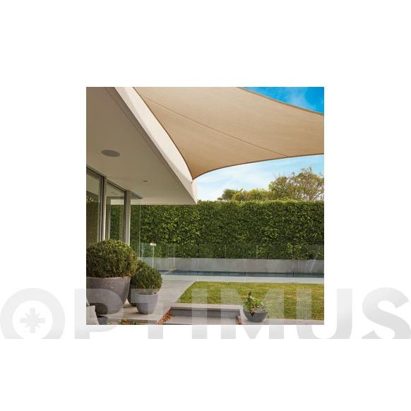 TOLDO VELA SOMBREO 'IMPERMEABLE' TRIANGULAR 5 MT BEIGE 260GR