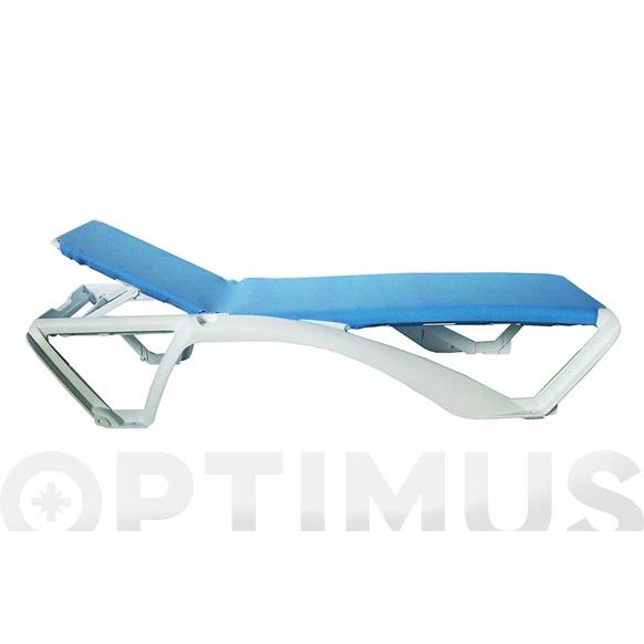 TUMBONA DE RESINA APILABLE BLANCA-AZUL ACQUA