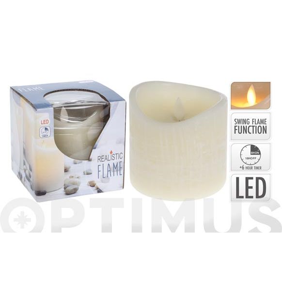 VELA CERA LED CON PROGRAMADOR A PILAS 10 X 10 CM NATURAL