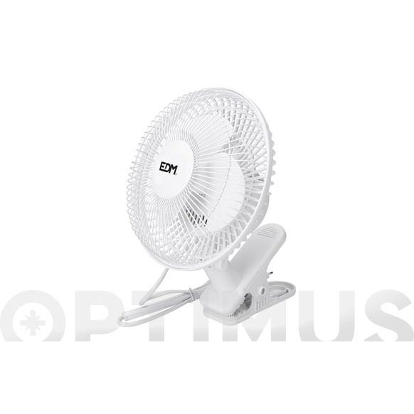 VENTILADOR PINZA BLANCO 15W &Oslash; ASPAS 15 CM EDM .