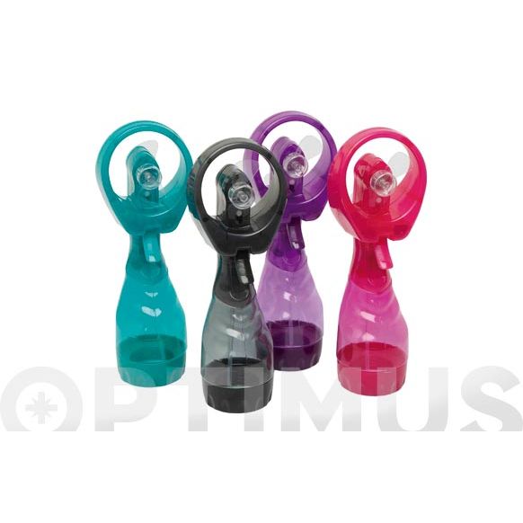 VENTILADOR SPRAY AGUA NEBULIZADA A PILAS COLORES SURTIDOS