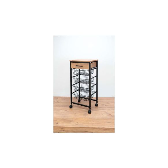 VERDULERO 4 CESTAS + CAJON MADERA NEGRO  DUETT