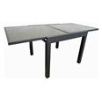 MESA ALUMINIO CRISTAL EXTENSIBLE GRIS 90-180 X 90 CM