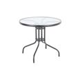 MESA ACERO CRISTAL GRIS &Oslash;80 CM