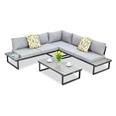 CONJUNTO RINCONERO ACERO CON MESA BAJA NAPOLES