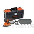 LIJADORA CON CABLE ORBITAL KIT MOUSE 120 WT + CAJA HERRAMIENTAS + 10 ACC B&D