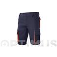 PANTALON BERMUDA POLIESTER ALGODON BICOLOR  T 38 MULTIBOLSILLOS MARINO /NARANJA