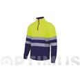 SUDADERA BICOLOR ALTA VISIBILIDAD CON CREMALLERA AMARILLO FLUOR / AZUL NAVY TALLA XL
