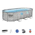 PISCINA POWER STEEL SWIM OVAL PARED DE PIEDRA DEPURADORA CARTUCHO DE 5678 L/H 549 X 274 X 122 CM