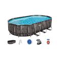 PISCINA DESMONTABLE OVAL CON DEPURADORA CARTUCHO TIPO III 610 X 366 X 122 CM DISE&Ntilde;O MADERA
