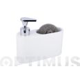 DOSIFICADOR CON ESTROPAJO CERAMICA BLANCO QF+